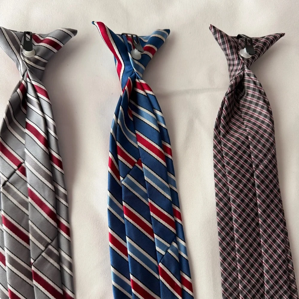 Elegant Striped and Checkered Ties Set Clip on ties